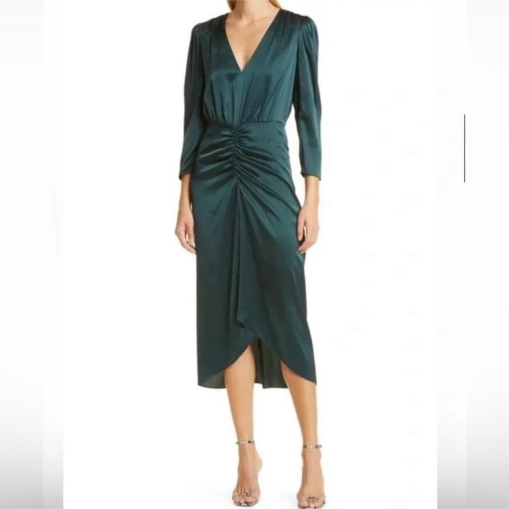 Veronica Beard Beck Stretch Silk Dress Green Juniper Sz 6